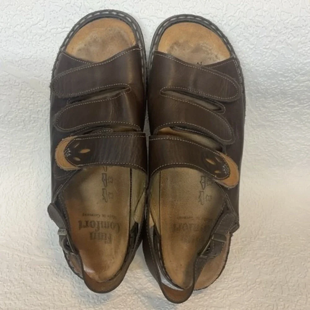 Finn Comfort Brown Sylt Leather Slingback Sandals Women 42/US11‎ Germany Leather